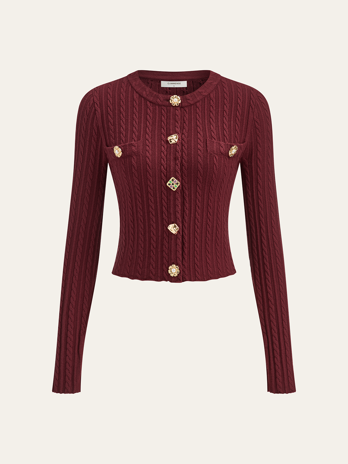 Metalik Detaylı Kablo Örgü Hırka