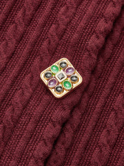 Metalik Detaylı Kablo Örgü Hırka