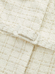 Kemerli Metal Düğmeli Yünlü Dokuma Ceket