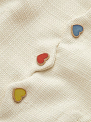 Renkli Kalp Düğmeli Kısa Ceket