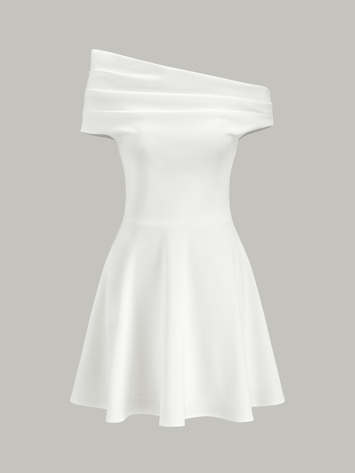 Asimetrik Omuzlu Fırfırlı Elbise