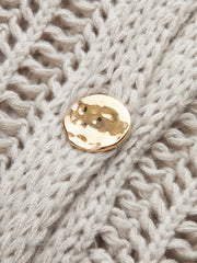 Metal Düğmeli Açık Örgü Yelek