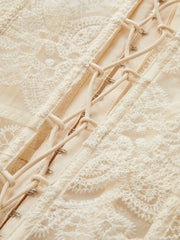 Şeffaf Askısız Dantel Nakışlı Korse Üst