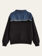 Kot Parçalı Fermuarlı Hırka