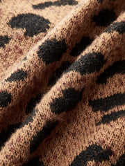 Leopar Desenli Papyon Yaka Hırka