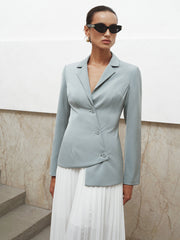 Asimetrik Düğmeli Dar Kesim Ceket