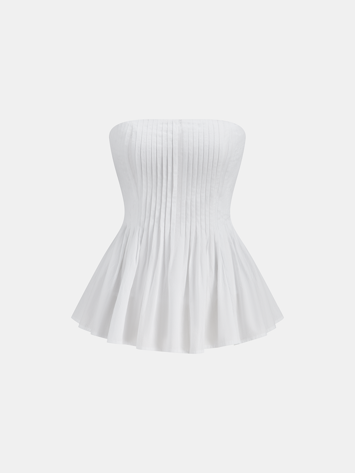 Plise Straplez Peplum Üst