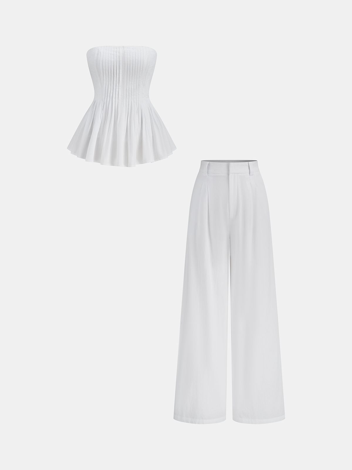 Plise Straplez Peplum Üst