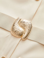 Düğmeli Kemerli Uzun Elbise