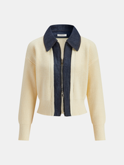 Kot Panel Fermuarlı Triko Hırka