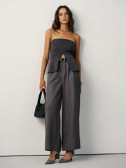 Askısız Gizli Fermuarlı Kesik Bluz