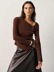 Asimetrik Yan Düğmeli Hırka