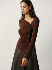 Asimetrik Yan Düğmeli Hırka