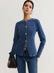 Düğmeli Dar Kot Ceket