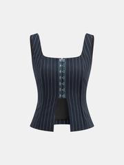 Çengelli Göz Çizgili Üst ve Etek Takımı