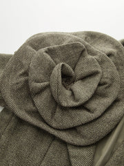 Üç Boyutlu Çiçekli Tek Düğmeli Ceket