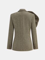 Üç Boyutlu Çiçekli Tek Düğmeli Ceket