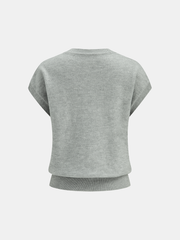 Çiçekli Aplikeli Kısa Kollu Kazak