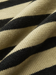 Asimetrik Fermuarlı Çizgili Kazak