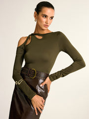 Asimetrik Kesim Açık Omuz Bluz