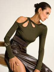 Asimetrik Kesim Açık Omuz Bluz