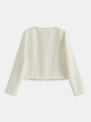 Kontrastlı Kenarlı Yuvarlak Yaka Ceket