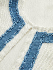 Kontrastlı Kenarlı Yuvarlak Yaka Ceket