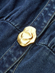 Metalik Detaylı Kot Bel Sıkıştırıcı Yelek