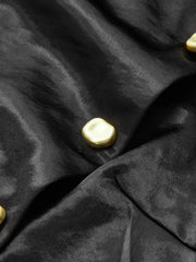 Metal Detaylı Saten Dik Yaka Kolsuz Bluz