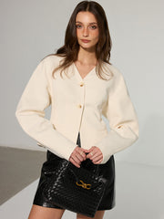 Düşük Omuzlu V Yaka Ceket