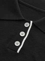 Asimetrik Kontrastlı Kenar Detaylı Yün Karışımlı Üst