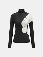 Çiçek Desenli Yüksek Yaka Bluz