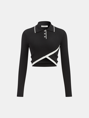 Asimetrik Kontrastlı Kenar Detaylı Yün Karışımlı Üst