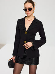 Dantel Kenarlı Hırka Metal Düğmeli