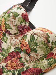 Çiçek Desenli Arka Fermarlı Korse Üst