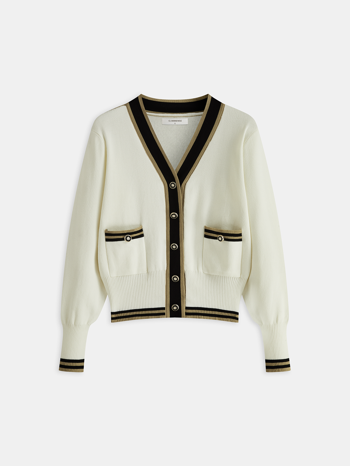 Kontrast Aksesuarlı Metal Düğmeli Hırka