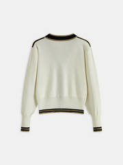 Kontrast Aksesuarlı Metal Düğmeli Hırka