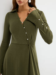 Asimetrik Dönüşlü Triko Elbise