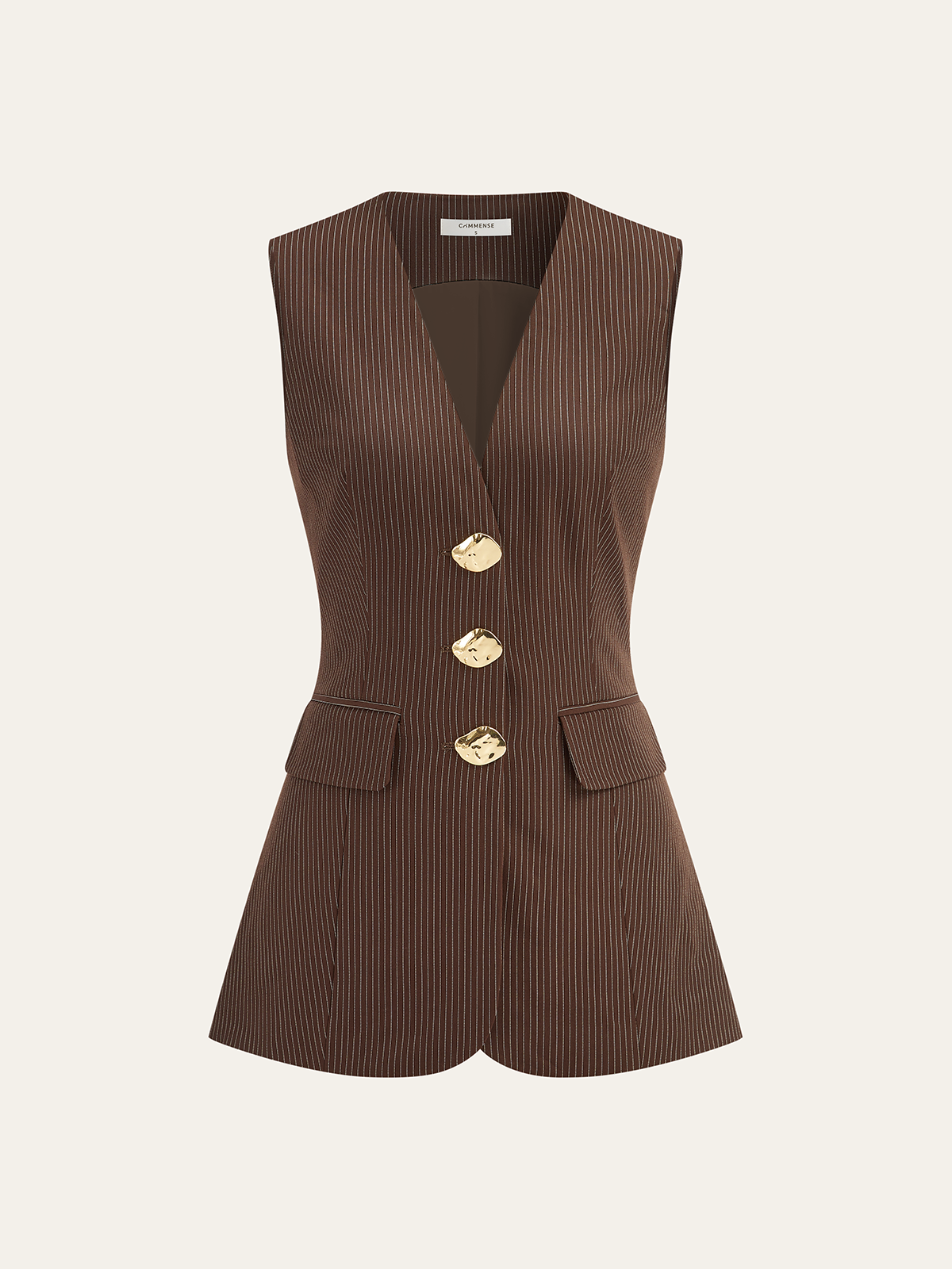 V Yaka Çizgili Düğmeli Atlet