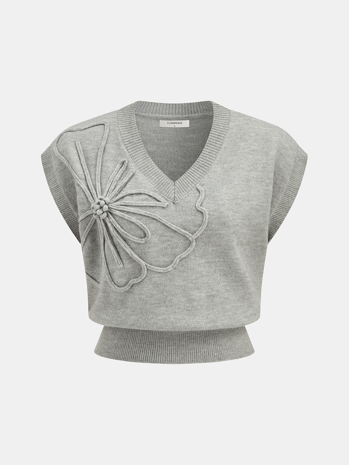 Çiçek Aplikeli Triko Yelek