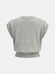 Çiçek Aplikeli Triko Yelek