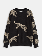 Leopar Desenli Örgü Kazak