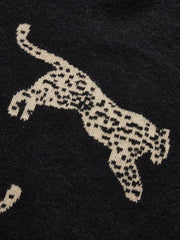 Leopar Desenli Örgü Kazak