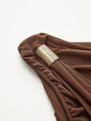 Metalik dekorlu volanlı askılı üst