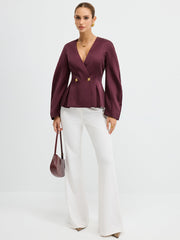 Kabartmalı Kollu Düğmeli Ceket