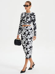 Çiçek Desenli Kısa Hırka