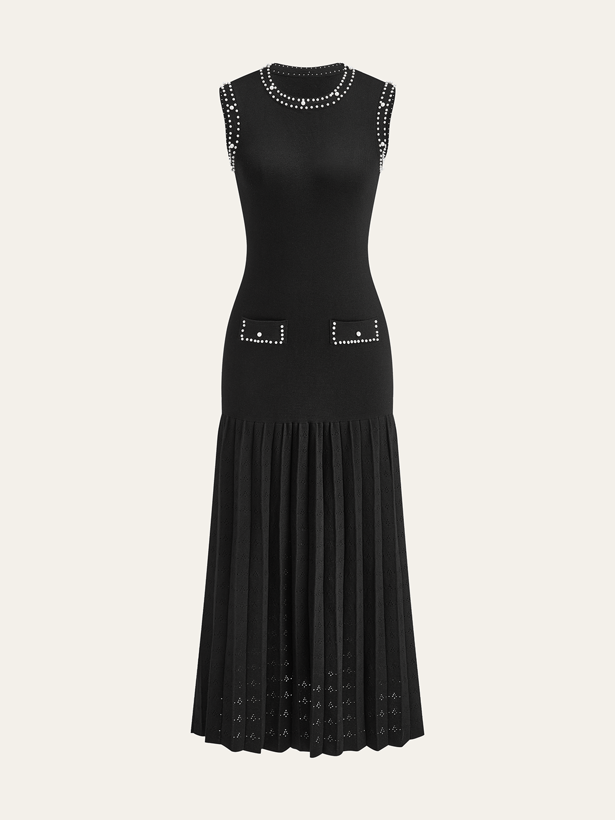 İnci Kenarlı Örgü Elbise