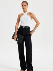 Doku Desenli Çapraz Yaka Üst