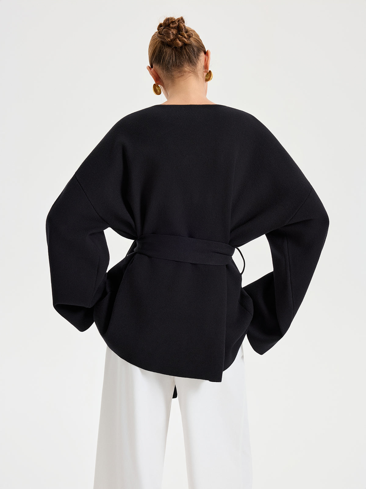 Kemerli V-Yaka Kimono Hırka