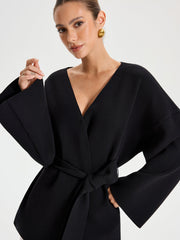 Kemerli V-Yaka Kimono Hırka